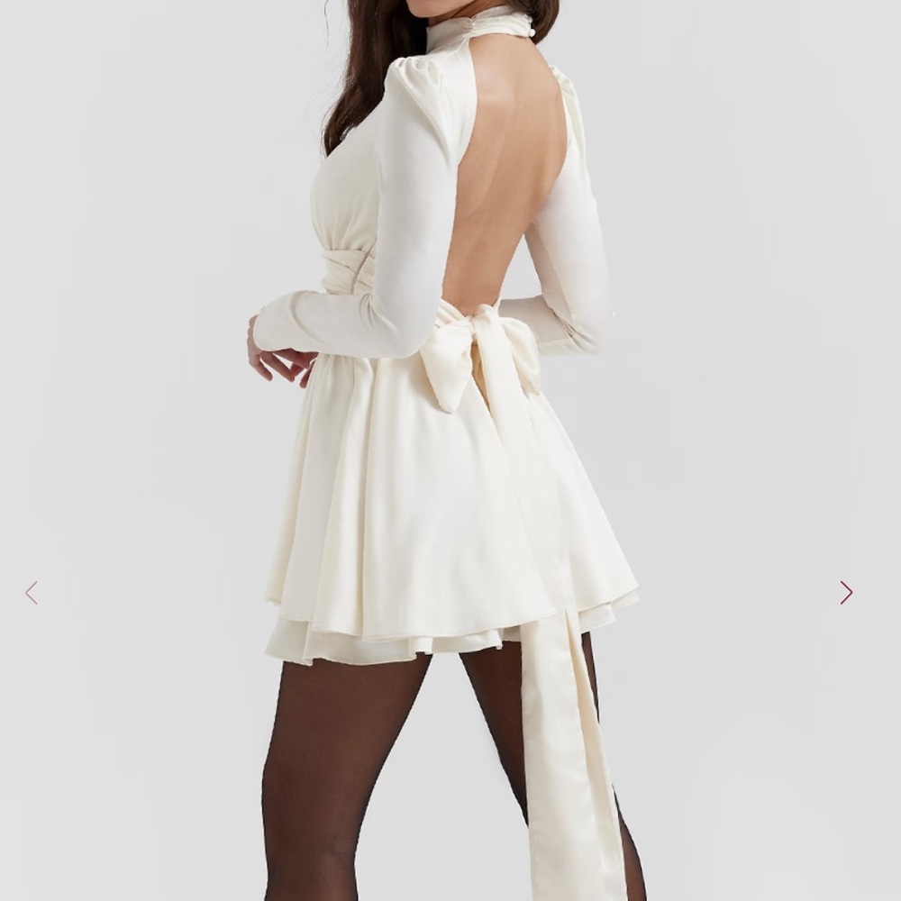 House of CB Aryana Ivory Bow Mini Dress - Picture 11 of 12